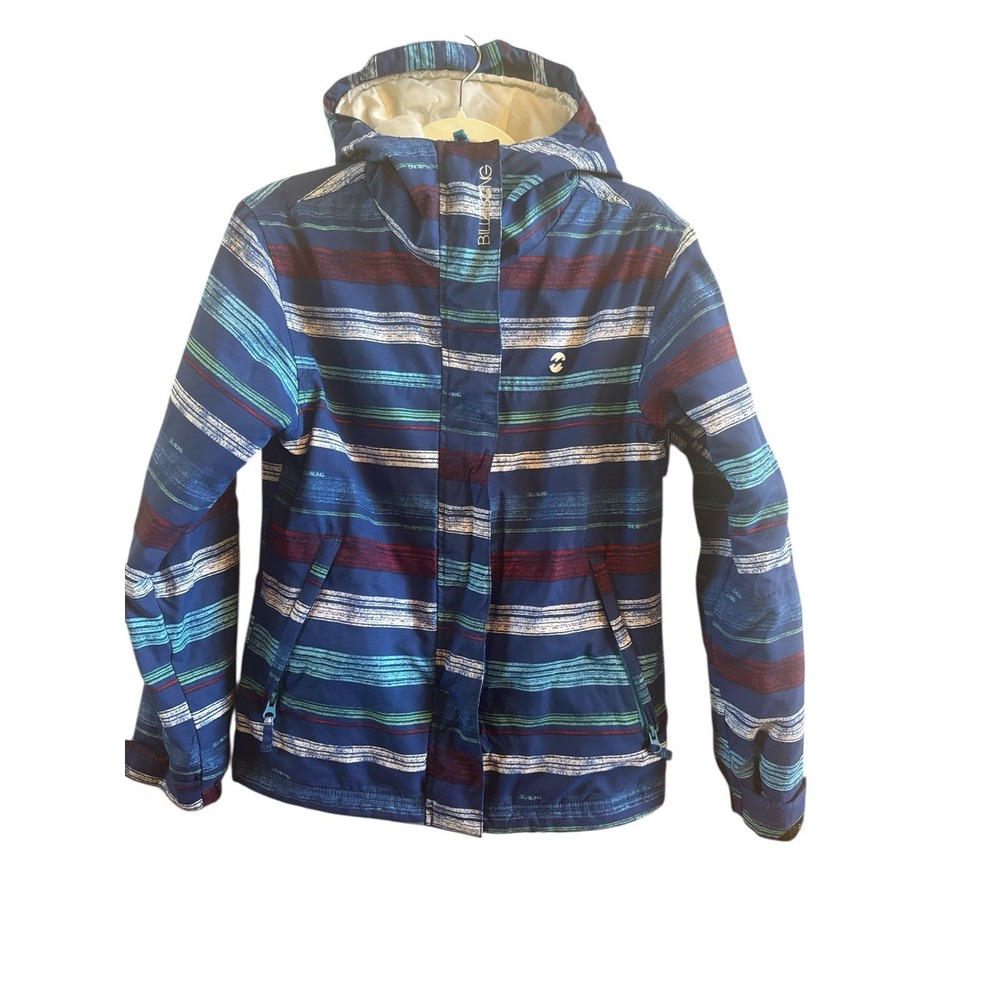 Billabog Izara Striped Ski Snowboarding Woman's Extra Small‎ Jacket Blue Maroon